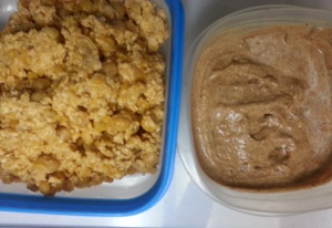 Chick pea paste with Tahini Dip on the right